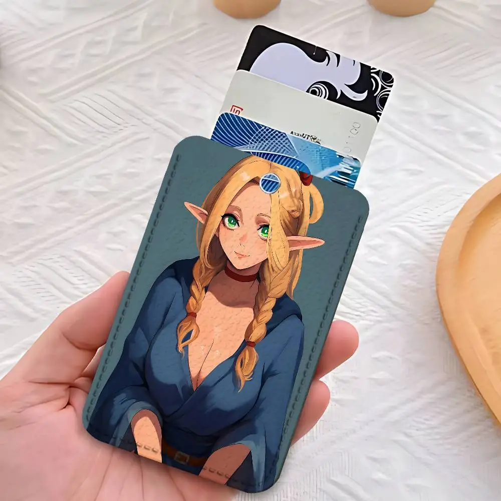 Tasty D-Delicious in D-Dungeons Llavero con etiqueta para llaves Tarjetero de cuero Llavero Tarjetero de acceso rectangular