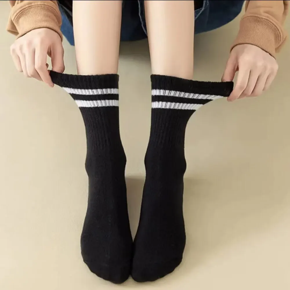 6/10 Pairs Women Mid Socks Solid Color Breathable Comfortable In Autumn Winter Sweat Absorbing High-Quality Casual Socks Sports