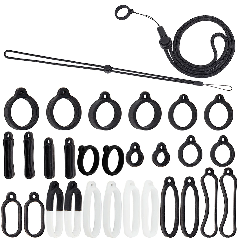 28PCS Anti-Lost Lanyard Set Including Necklace Lanyards Pendant Holder Lanyard Safety Neck Strap Ring Soft Pen Protective Ring