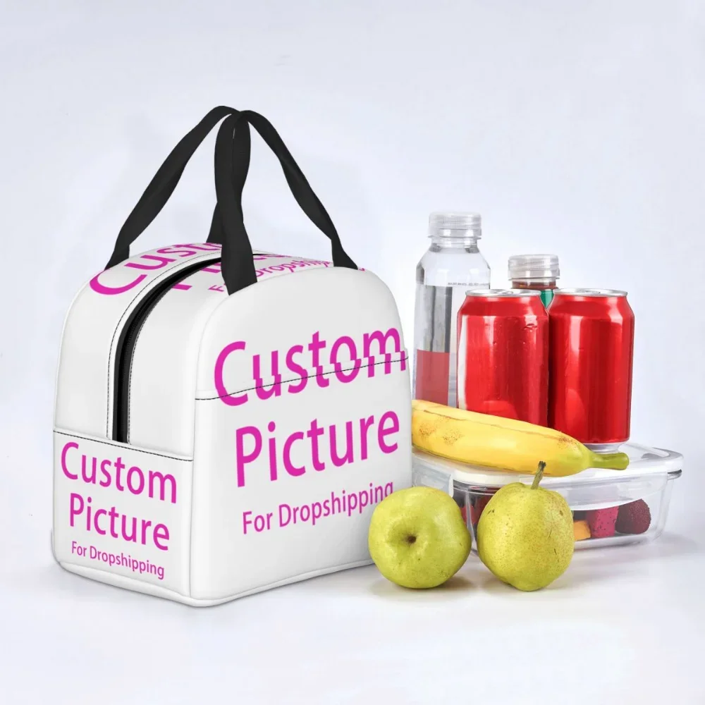 Borsa per il pranzo con Logo personalizzato personalizzato con foto personalizzata borsa per il pranzo con isolamento termico con stampa fai-da-te personalizzata per le donne borsa per il cibo scolastico per bambini