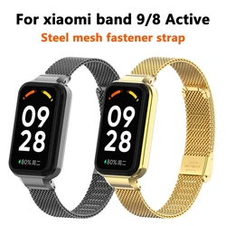 Stainless Steel Straps For Xiaomi Mi band 9 Active Watchband Luxury Metal Wristbands Bracelet For Mi Band 8 Active Belt