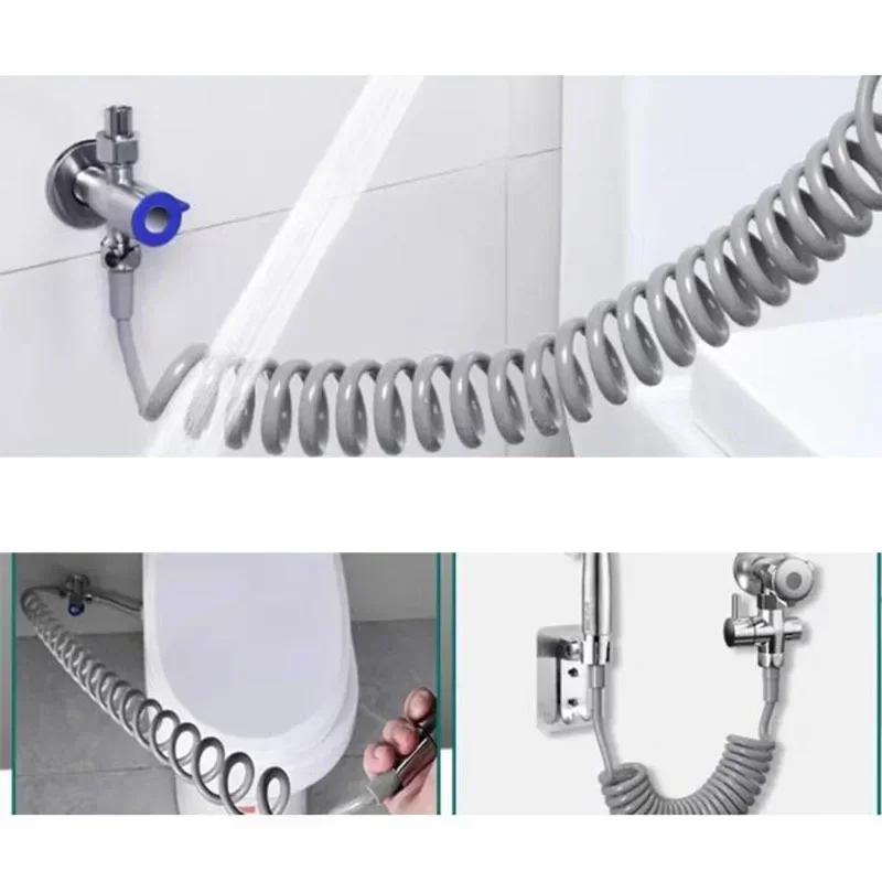 Telephone Line Spring Shower Hose Toilet Bidet Bathroom Accessories Sprayer Connect Pipe Flexible 1.5M/2M /3M/5M Bathroom Hoses