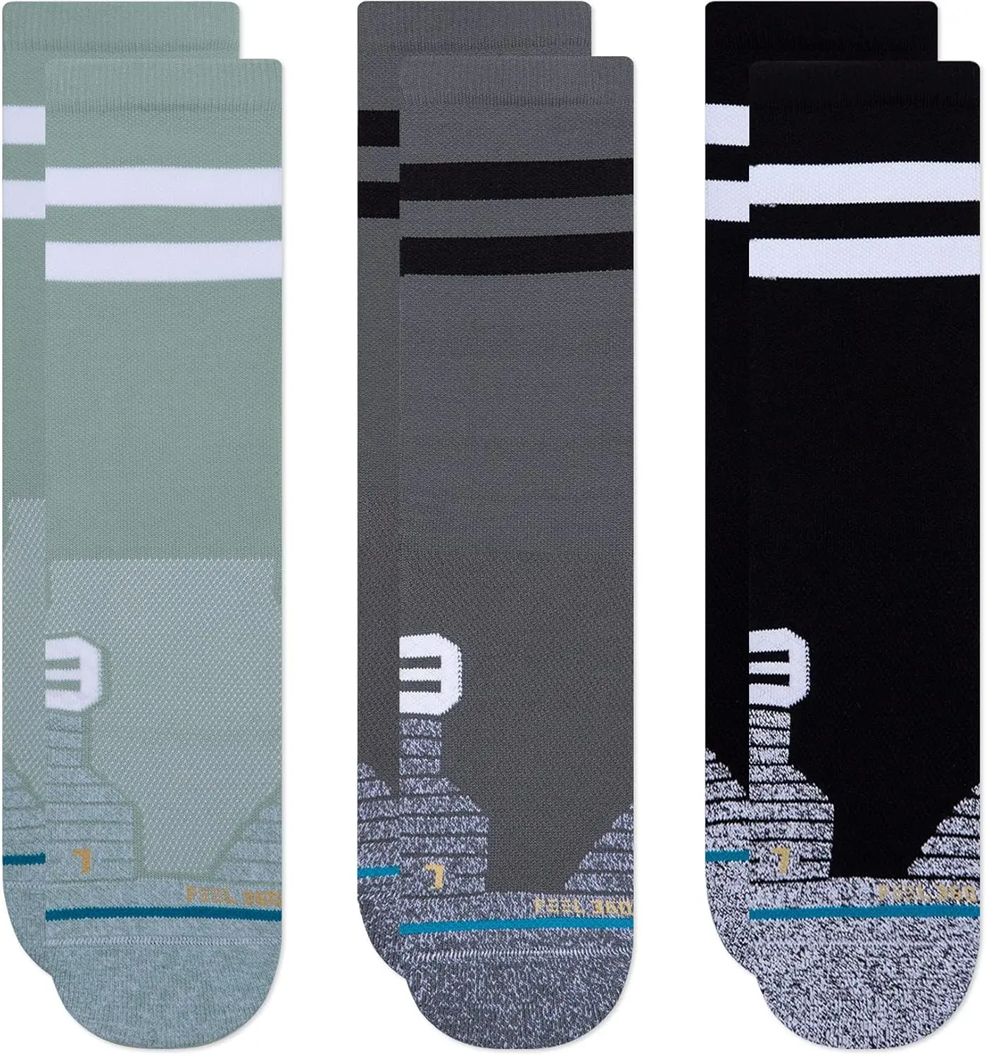 

Medium Performance Crew Socks 3-Pack, Nylon Blend with Arch Support for Comfort and Durability