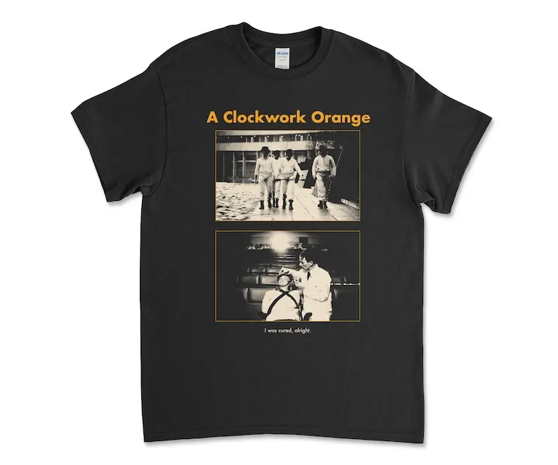 A Clockwork Orange Stanley Kubrick I Was Cured Alright Streetwear Film Movie T-Shirt Tee