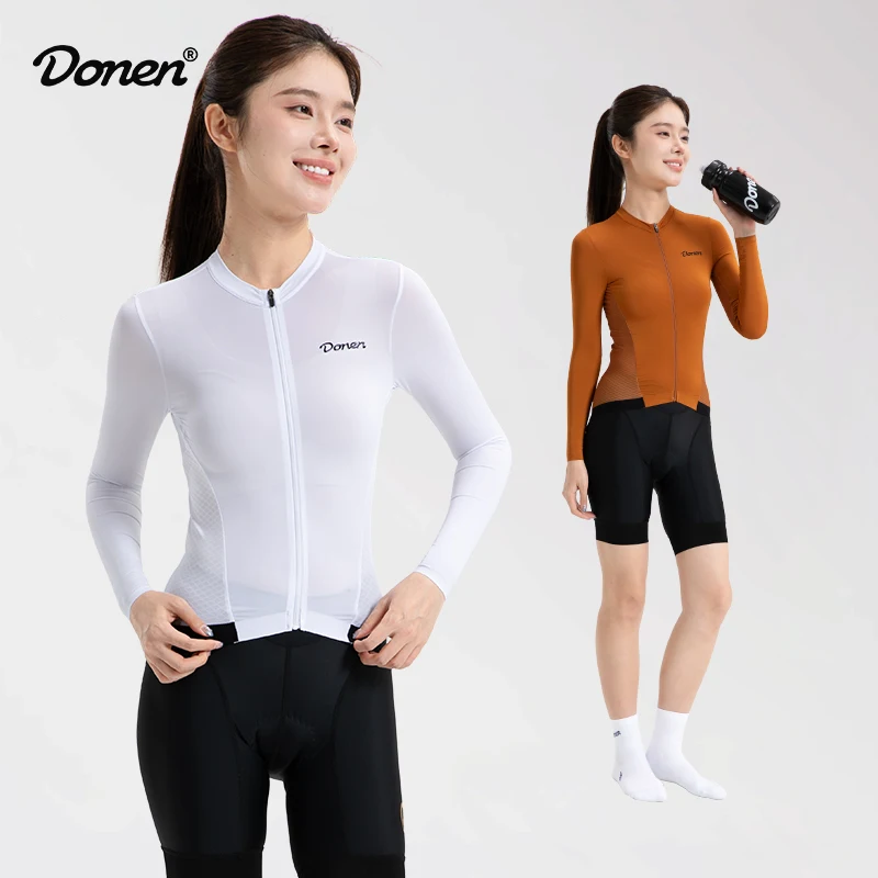 

Женская велосипедная майка DONEN, весенне-летняя, с длинными рукавами, тонкая, дышащая, высокоэластичная, быстросохнущая, с карманами, для горных и шоссейных велосипедов