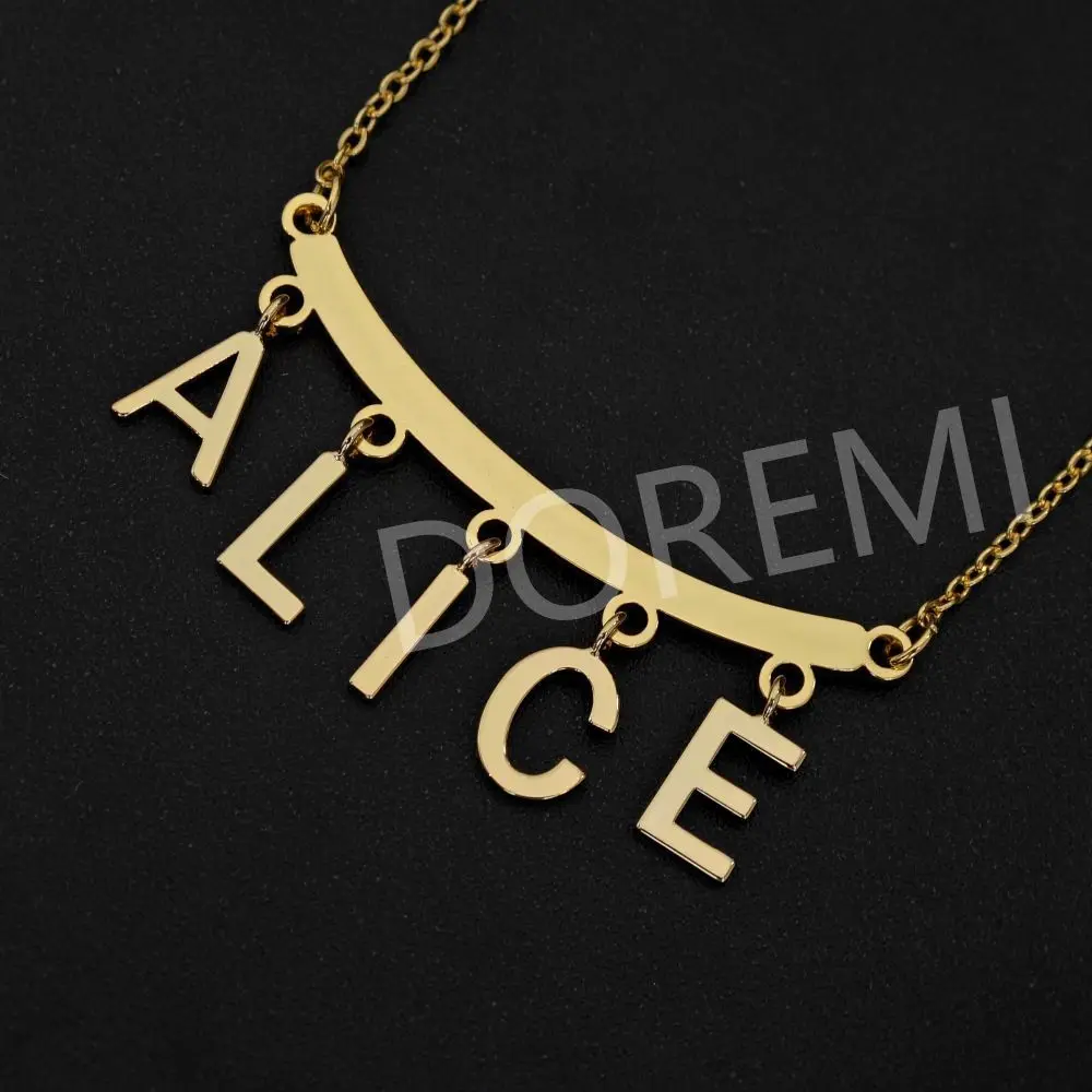 

DOREMI Happy Face Custom Name Letters Necklace Zircon Name Charms Initial Letter Women Ins Jewelry Necklace