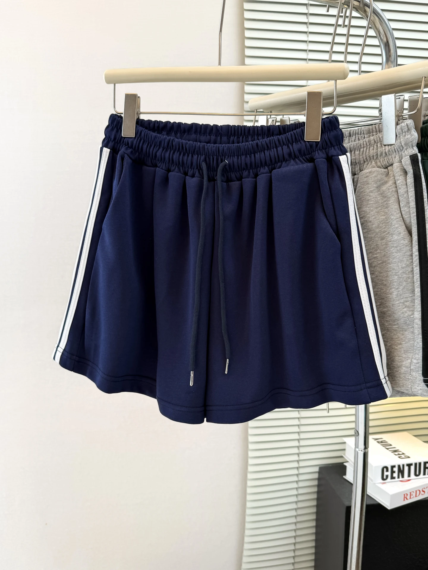 High Waist Striped Drawstring Wide Leg Straight Cut Shorts Women Summer Korean Loose Casual Sports Running Trendy Hot Pants