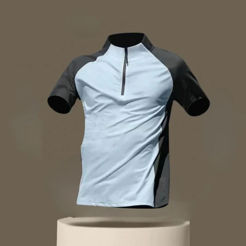 2024 Mens Fitness Training Tshirts Tops Gym Workout Compression Sweatshirt for Running Football Jersey High Collar Sportswear