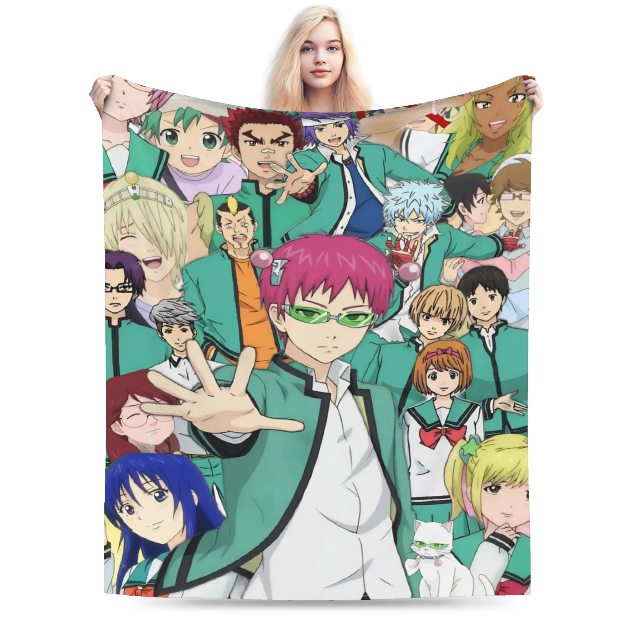 Saiki K anime Blanket Ultra-Soft Fleece Healing Gift  Throw Blankets Plush Thin Quilt