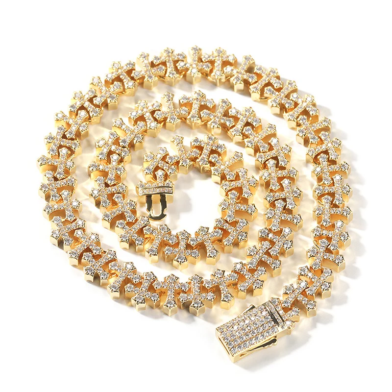 

Ожерелья-цепочки с крестами в стиле хип-хоп, инкрустированные камнями CZ 5A+, для мужчин, в стиле рэперских украшений, золотого и серебряного цвета