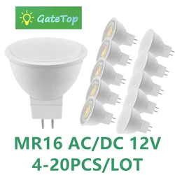 Foco LED de bajo voltaje de 4 20 piezas, GU5.3 MR16 AC/DC 12V, luz blanca cálida sin parpadeo, 3W-7W, puede reemplazar a lámpara halógena de 20W 50W