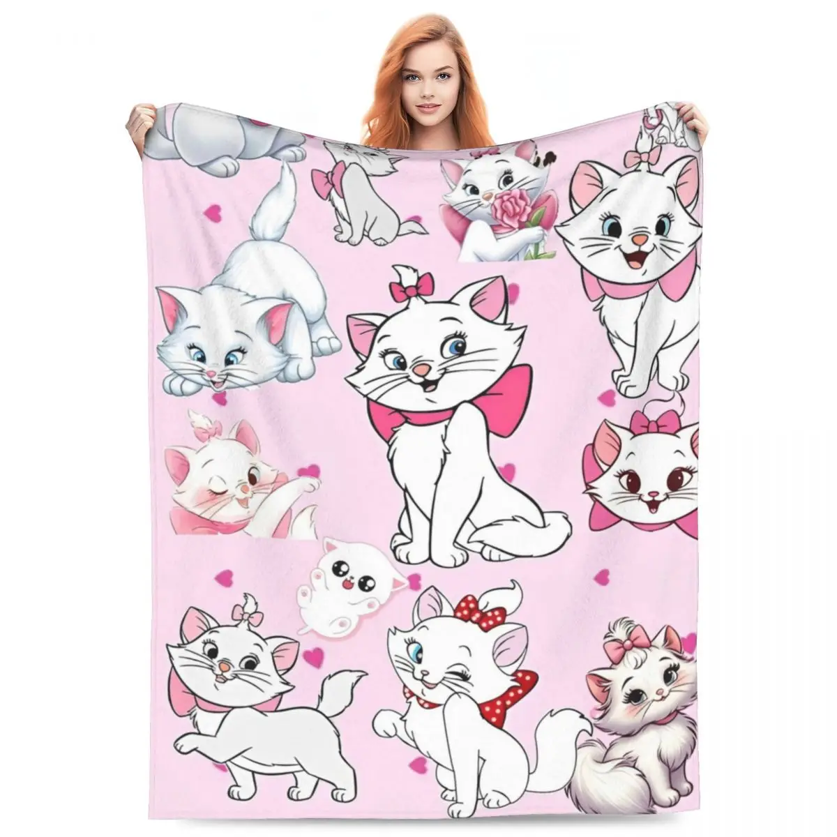 The Aristocats Marie Cat Kawaii Anime Super Soft Blanket Girls Boys Plush Throw Blanket Bedroom Flannel Bedspread Sofa Bed Cover