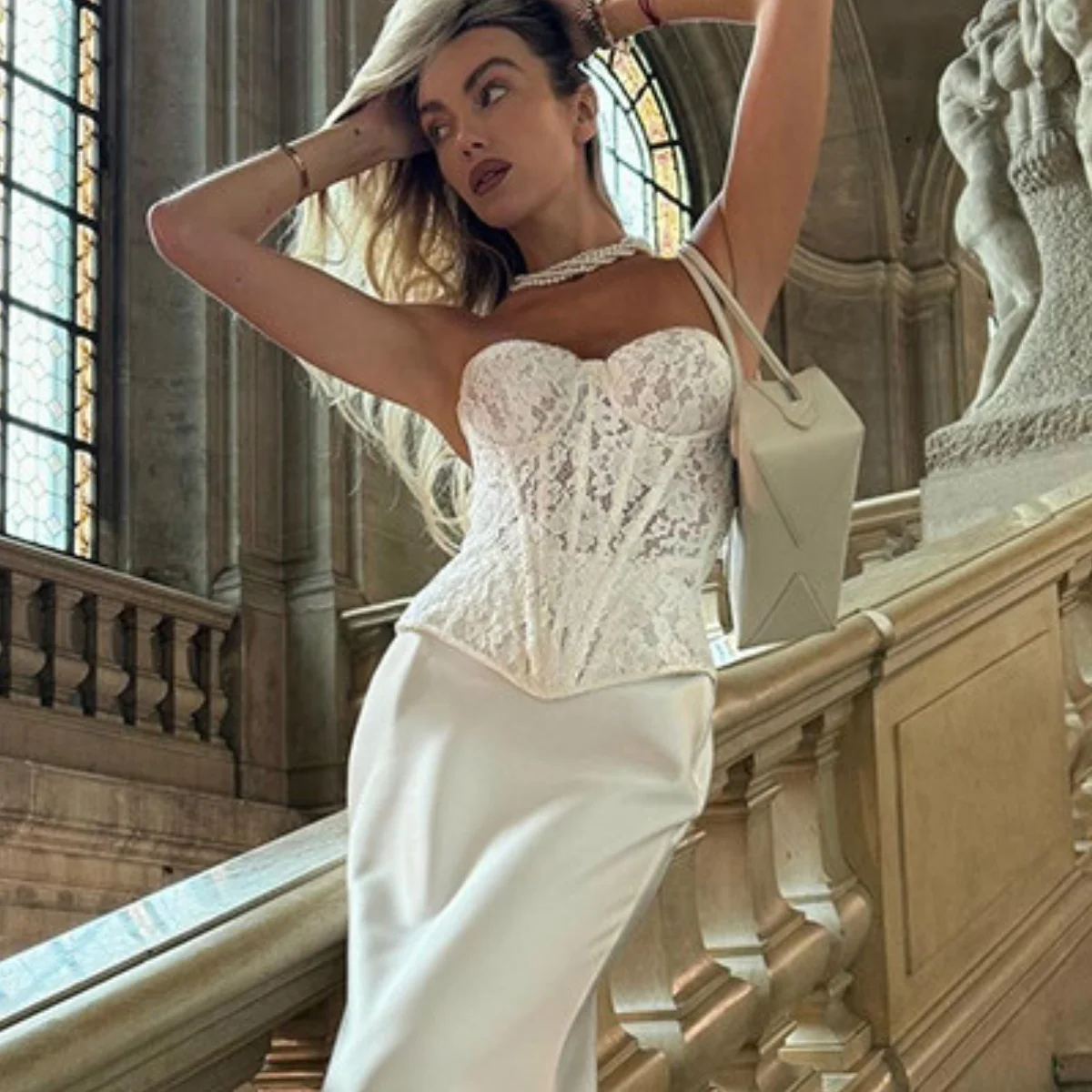 Bruiloft strapless korset liefje feestjurk kant mouwloos sexy bruidsjurk outfits Franse elegante vrouwen hoge taille tube top