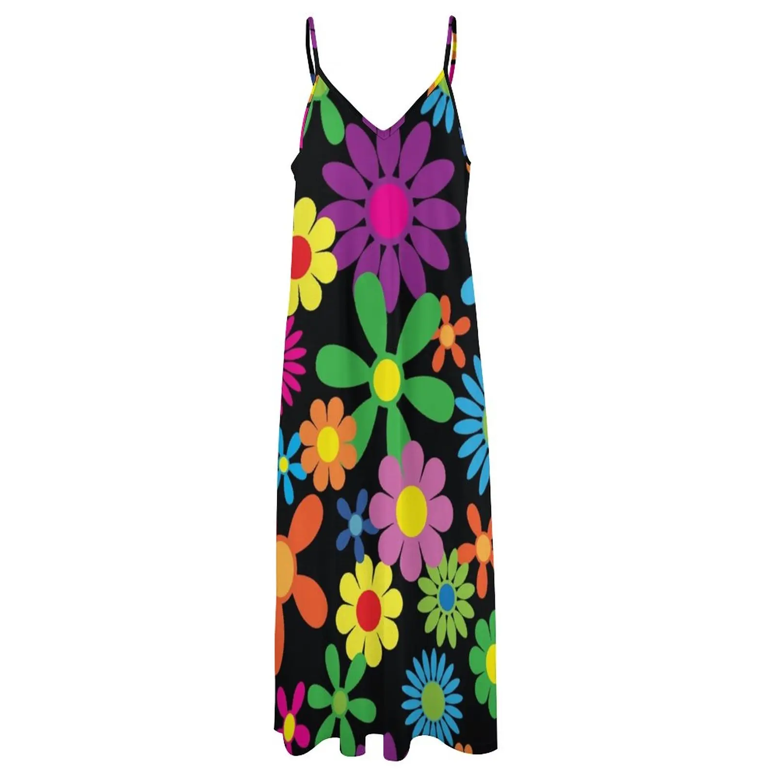 Robe Longue à Motif Floral Vibrant des Années 60 pour Femme, Tenue de Bal Sexy et Sensuelle, 2024