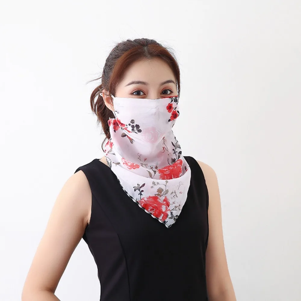 

Scarf Anti-UV Sunscreen Face Mask Chiffon Breathable Half Face Cover Thin Sleeves Summer Face Cover Mask Women's