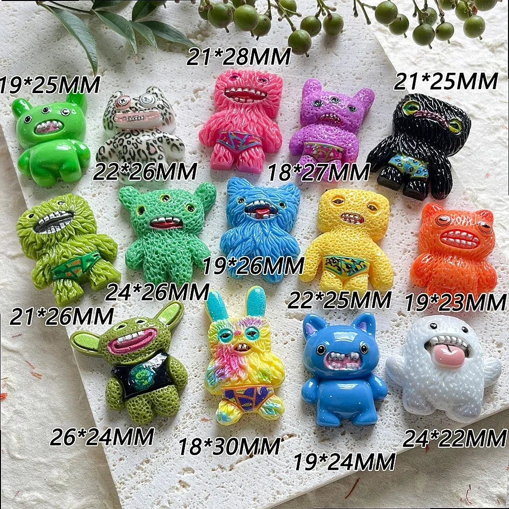 100pcs Kawaii Miniature Monster Flatback Resin Charms for Jewelry Scrapbook Phone Case DIY Accessories Wholesale Craft