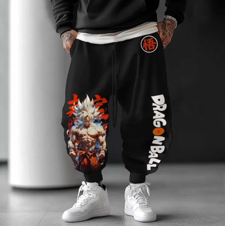 

Мужские осенние и зимние уличные брюки Dragon Ball, теплые и тонкие аниме-принтер с принтом, повседневные повседневные любители аниме