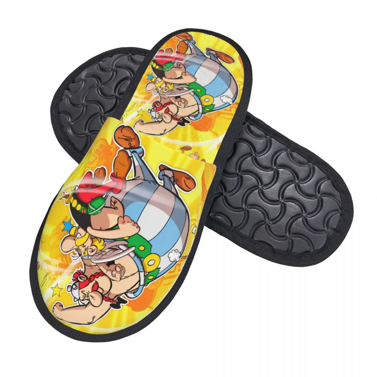 Personalizado feminino aventura quadrinhos asterix casa chinelos macio quente mangá getafix obelix espuma de memória chinelo macio sapatos internos