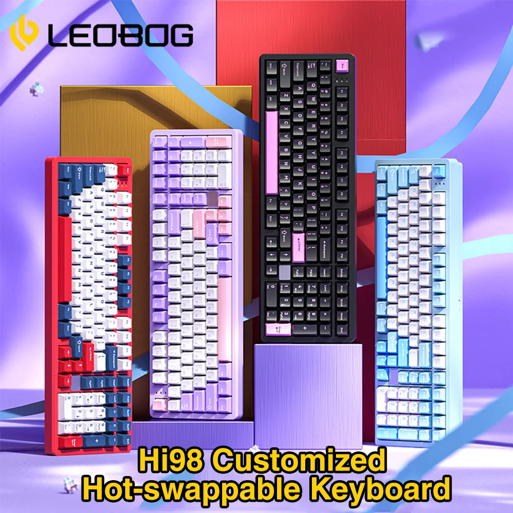 LEOBOG HI98 Wired Keyboard Customized Hot-swappable RGB Mechanical Keyboard Gasket Structure PC/FR4 Positioning Plate