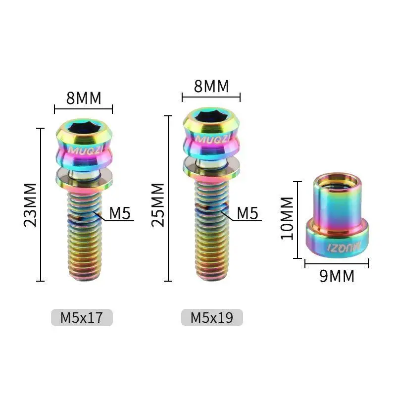 New 1/2Pcs Titanium Bolt M5x17mm M5x19mm Bicycle Nut Titanium Alloy Stem Bolts Road Folding Bike Screw AccessoriesAcc