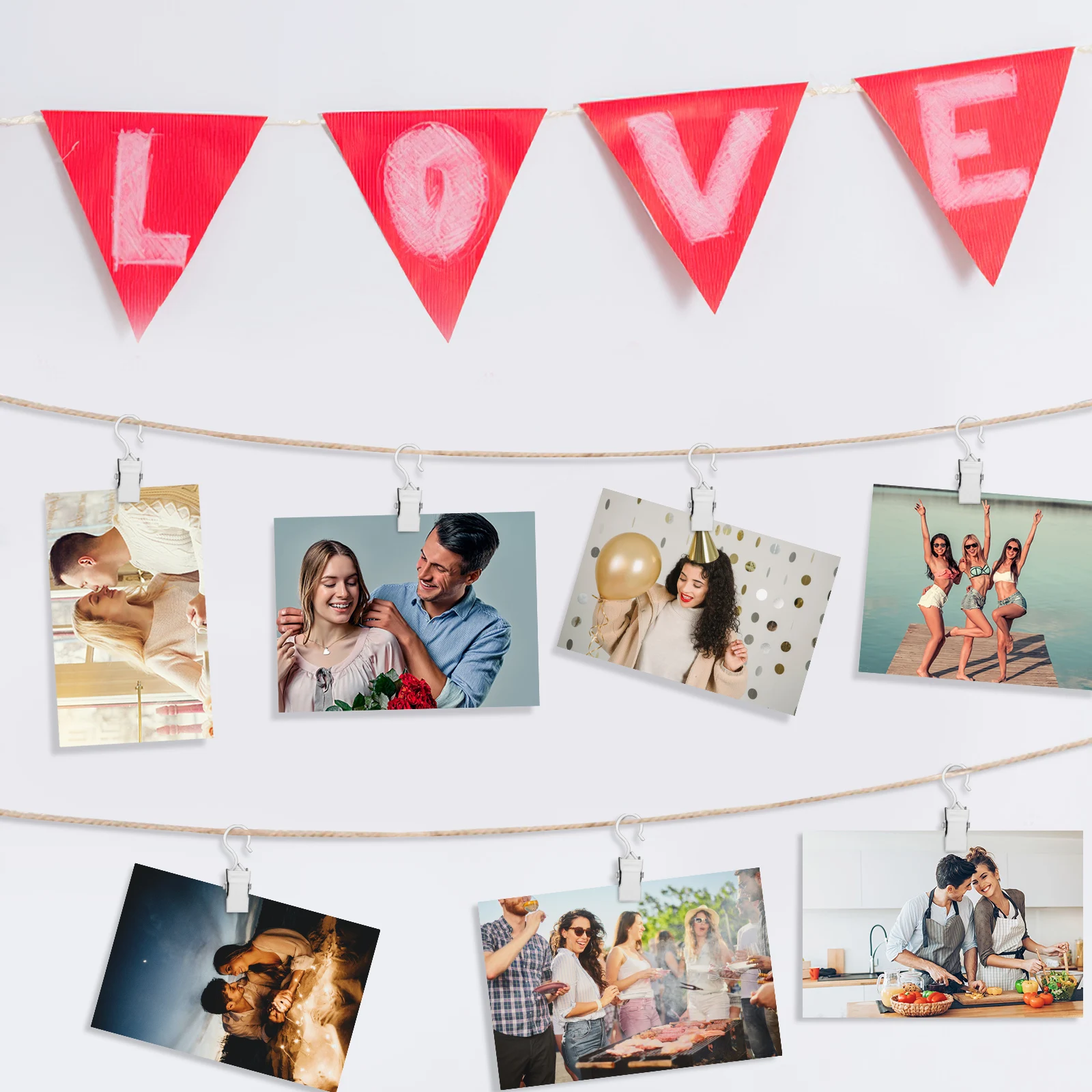 

40Pcs Hook Clips Curtain Hanging Clips Multi-Functional Photo Holder Clothes Hanger Hooks Curtain Hooks Booth Display Items