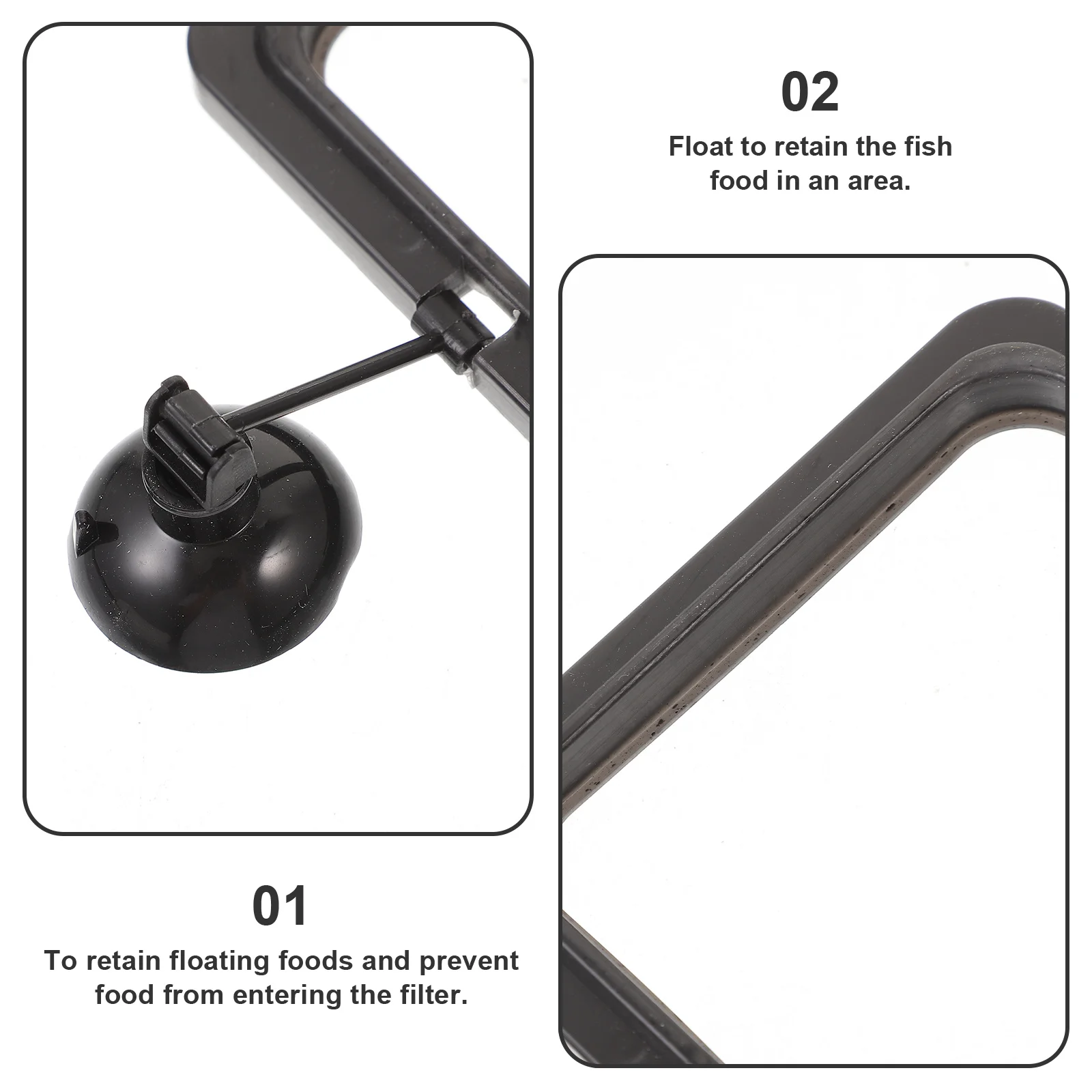 

Fish Feeding Square Black Aquarium Floating Food Suction Cup Retain Floating Foods Prevent Filter Block