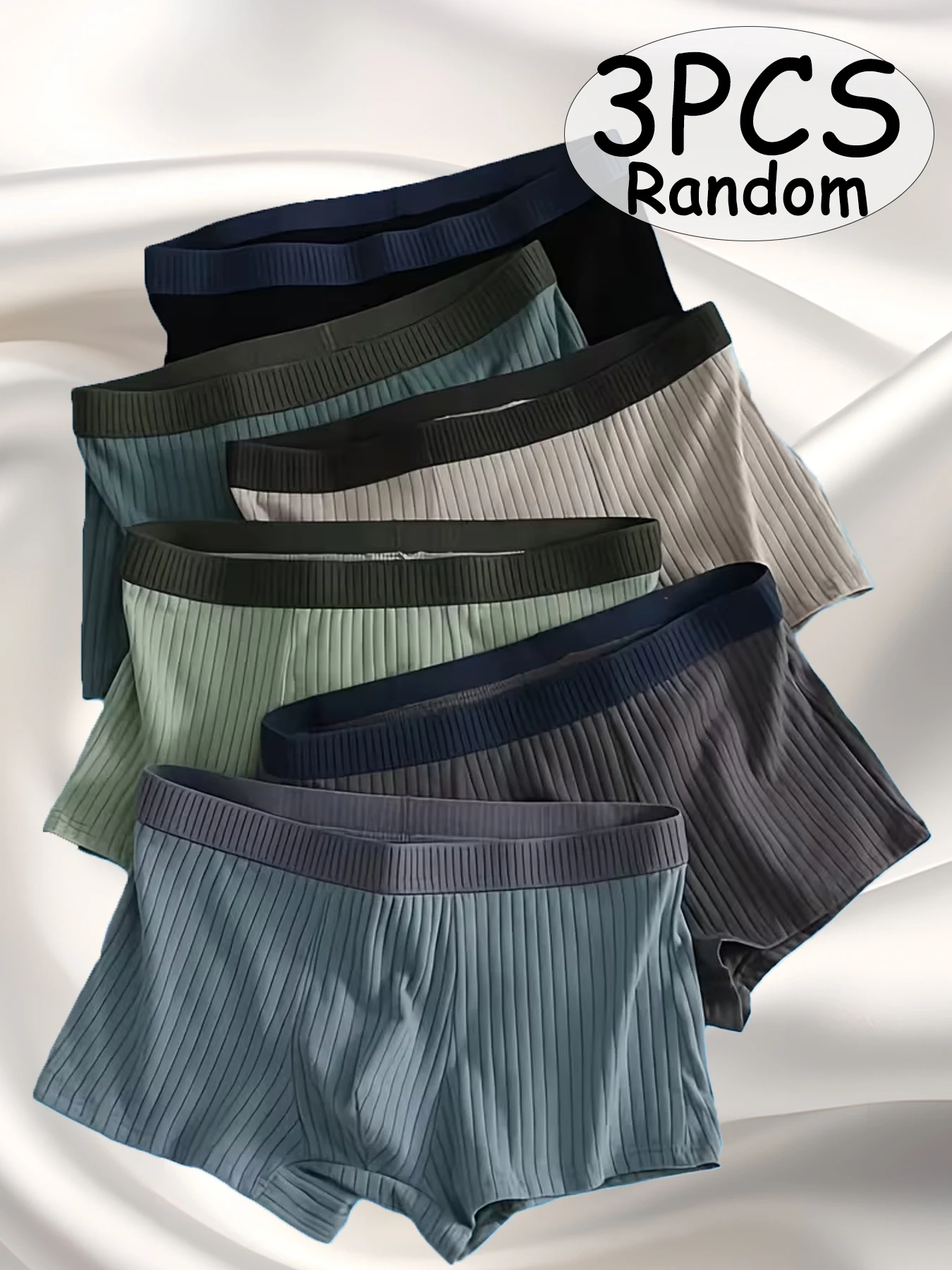 

3 шт. случайных быстросохнущих дышащих влагопоглощающих мужских боксерских трусов, приятных для кожи и комфортных, мужское нижнее белье