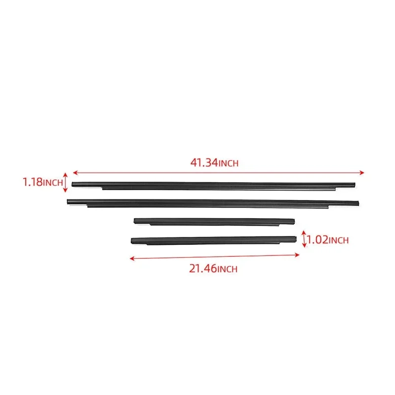 4PCS Car Door Window Glass Window Seal Moulding Trim for Toyota FJ Cruiser 2007-2014