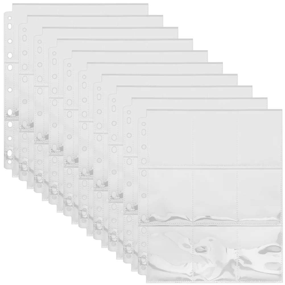 

10 Sheets 9-Grid Photo Album Sleeve Photo Card Sleeve Replacement Clear Transparent Pages for Binder Postcard Pocket