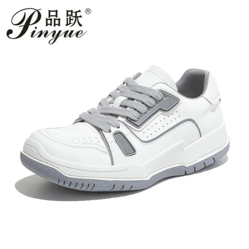 

Женские повседневные кроссовки из натуральной кожи, белые, на платформе, для ходьбы и бега, легкие, дышащие, модные, размеры 35-40