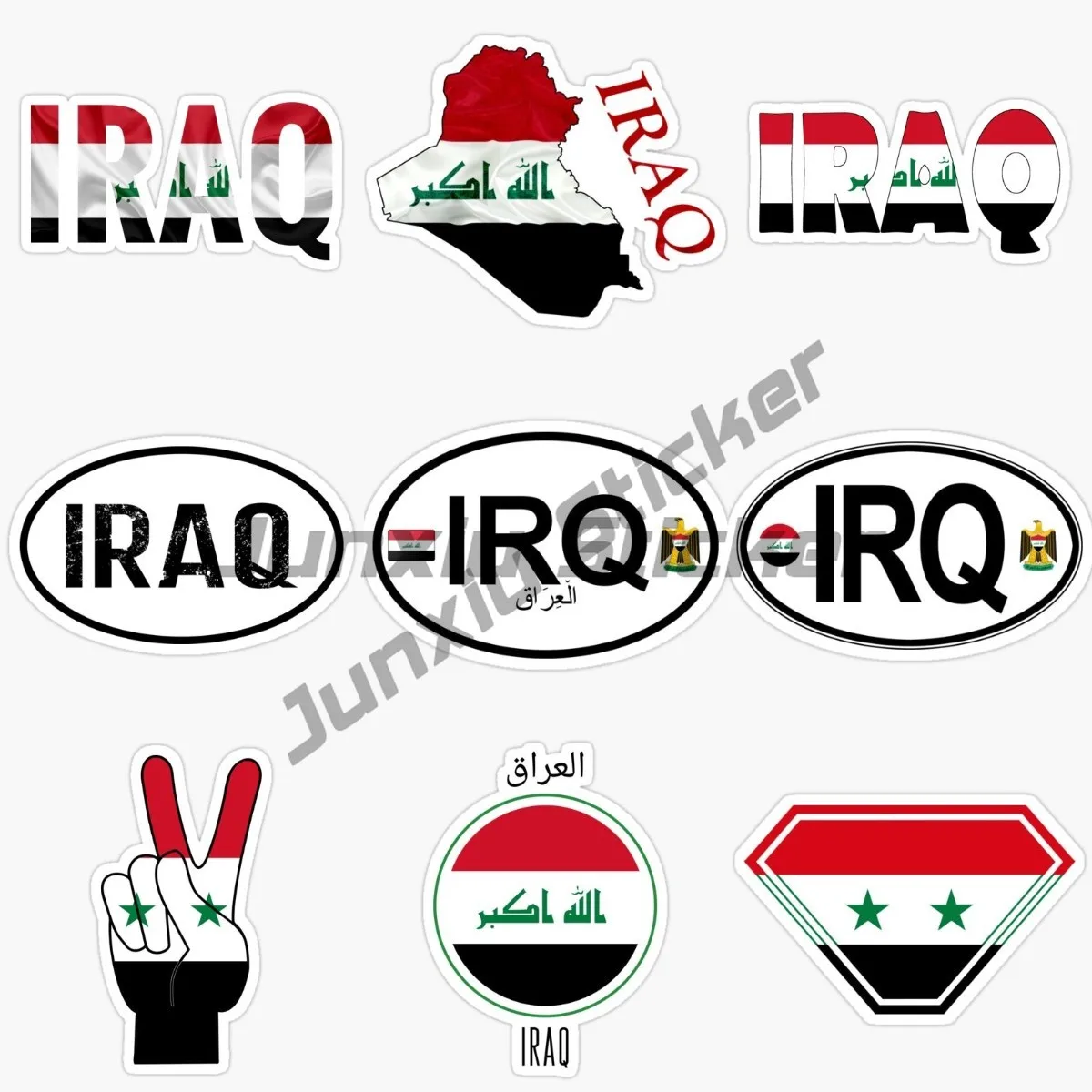 Customizable creative Iraqi flag car stickers made of vinyl self-adhesive paper suitable for any smooth surface