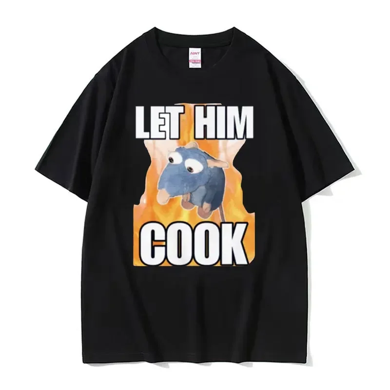 Let Him Cook Funny Cute Rat Meme T Shirts Men Women Fashion Humor Vintage T-shirt Summer Clothing Kawaii Tops T Shirt Streetwear