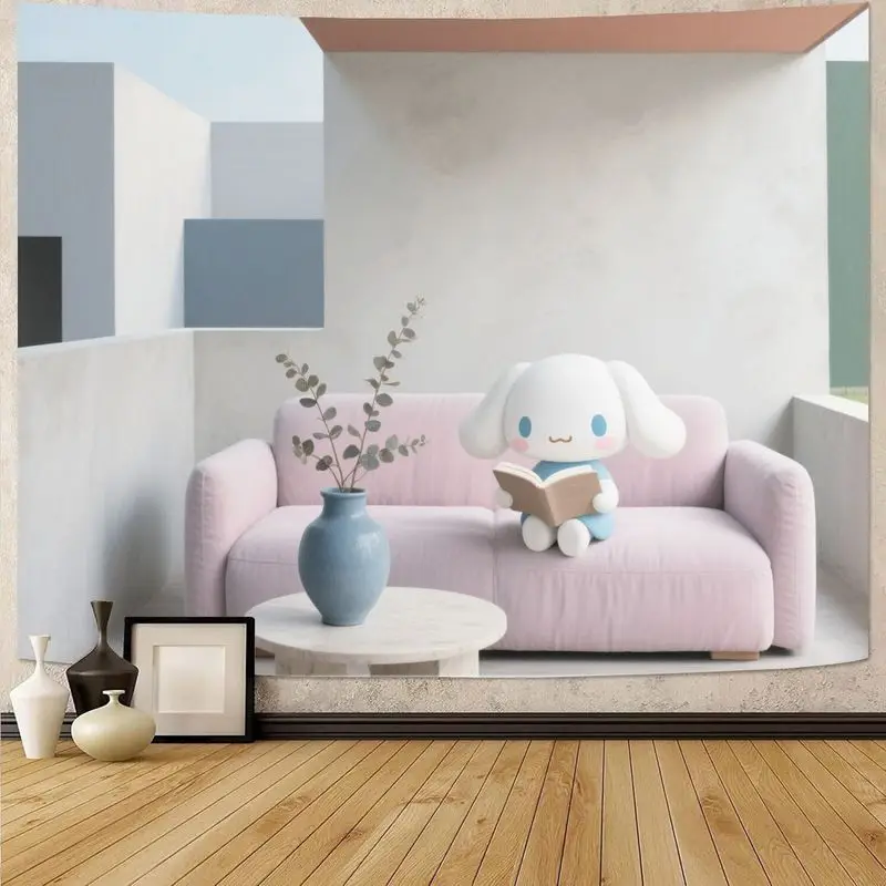 

1 шт. Sanrio Cinnamoroll розовый кавайный подарок для девочек гобелен современный эстетический настенный художественный декор для чтения спальни, общежития, гостиной