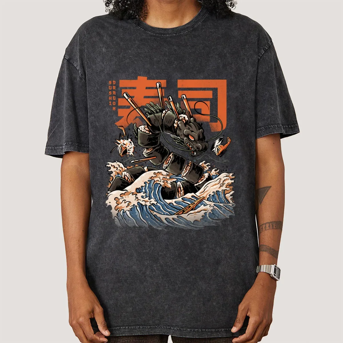 Y2K Anime Sushi Dragon Kaiju Men Women Unisex Harajuku T-shirt Ropa Hombre Streetwear Retro Cotton T Shirts Tees