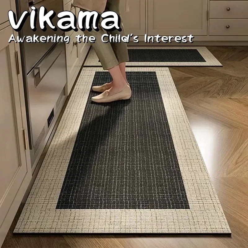 

VIKAMA Simple Lines Diatomite Floor Mats Striped Guide Line Non-slip Kitchen Blanket Early Education Foot Pressure Training Mat