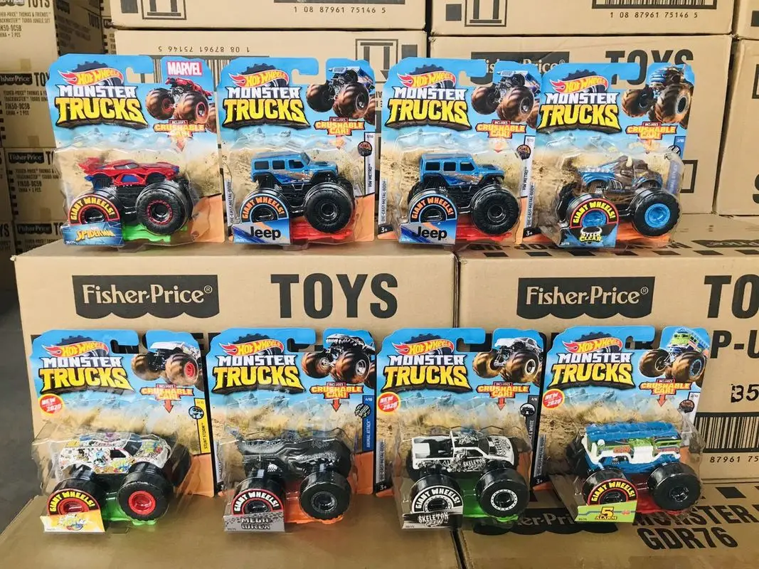 Oryginalne Hot Wheels FYJ44 1/64 Monster Trucks Series 2025 Mix A B Series Kolekcjonerskie zabawki samochodowe Diecast Pojazd Prezenty urodzinowe dla dzieci