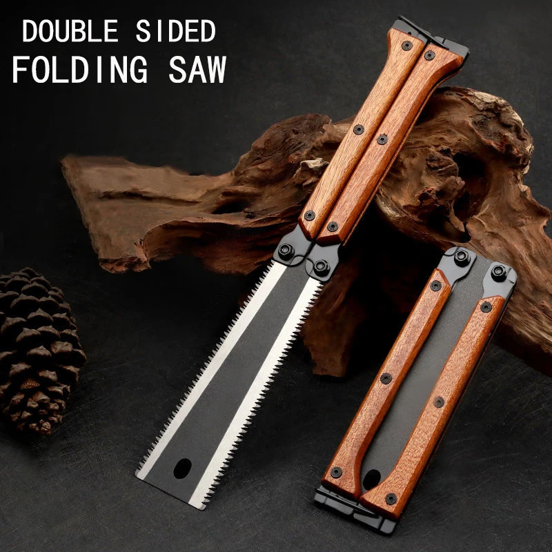 Multifunctional Folding Butterfly Saw Household Small Hand-held Logging Saw Woodworking Tool Saw Double-sided Grinding Hand Saw