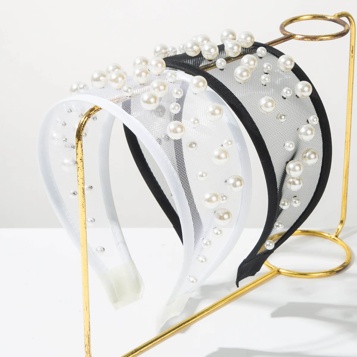 

New Fashion Retro Mesh Pearl Baroque Headband Elegant Versatile Bridal Hair Accessory