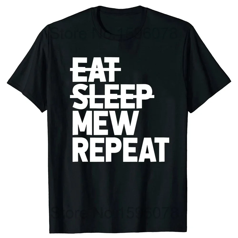 T-Shirt graphique humoristique abstrait chat Mewing, décontracté, manches courtes, pour hommes et femmes, Style drôle Unique avec plusieurs motifs