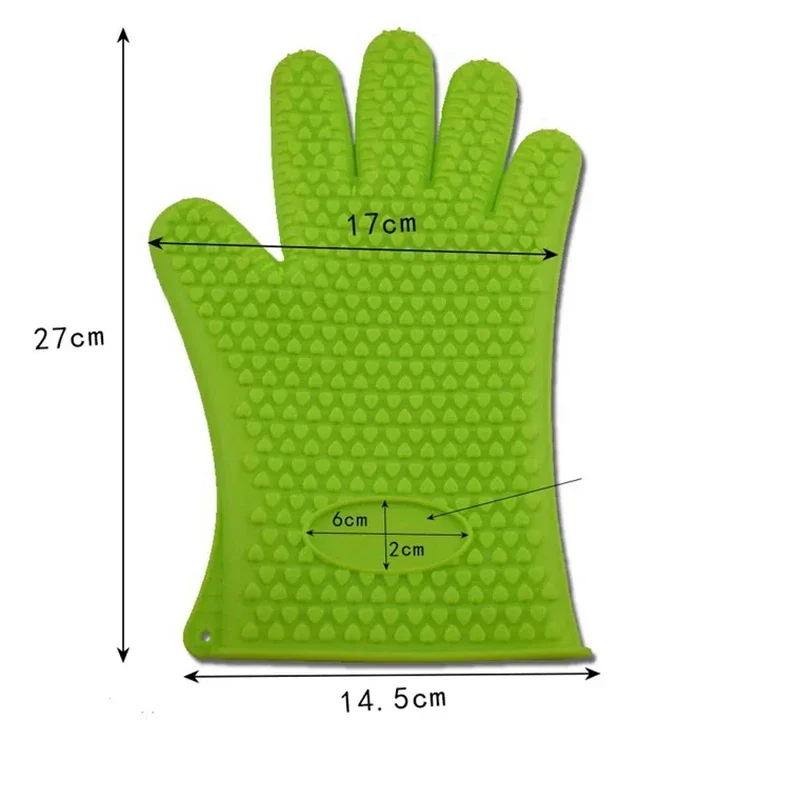 BBQ Silicone Grilling gloves Baking Gloves Anti-Scalding Cooking Oven Mitts Fireproof Barbecue Kitchen Heat Insulation Glove 1pc