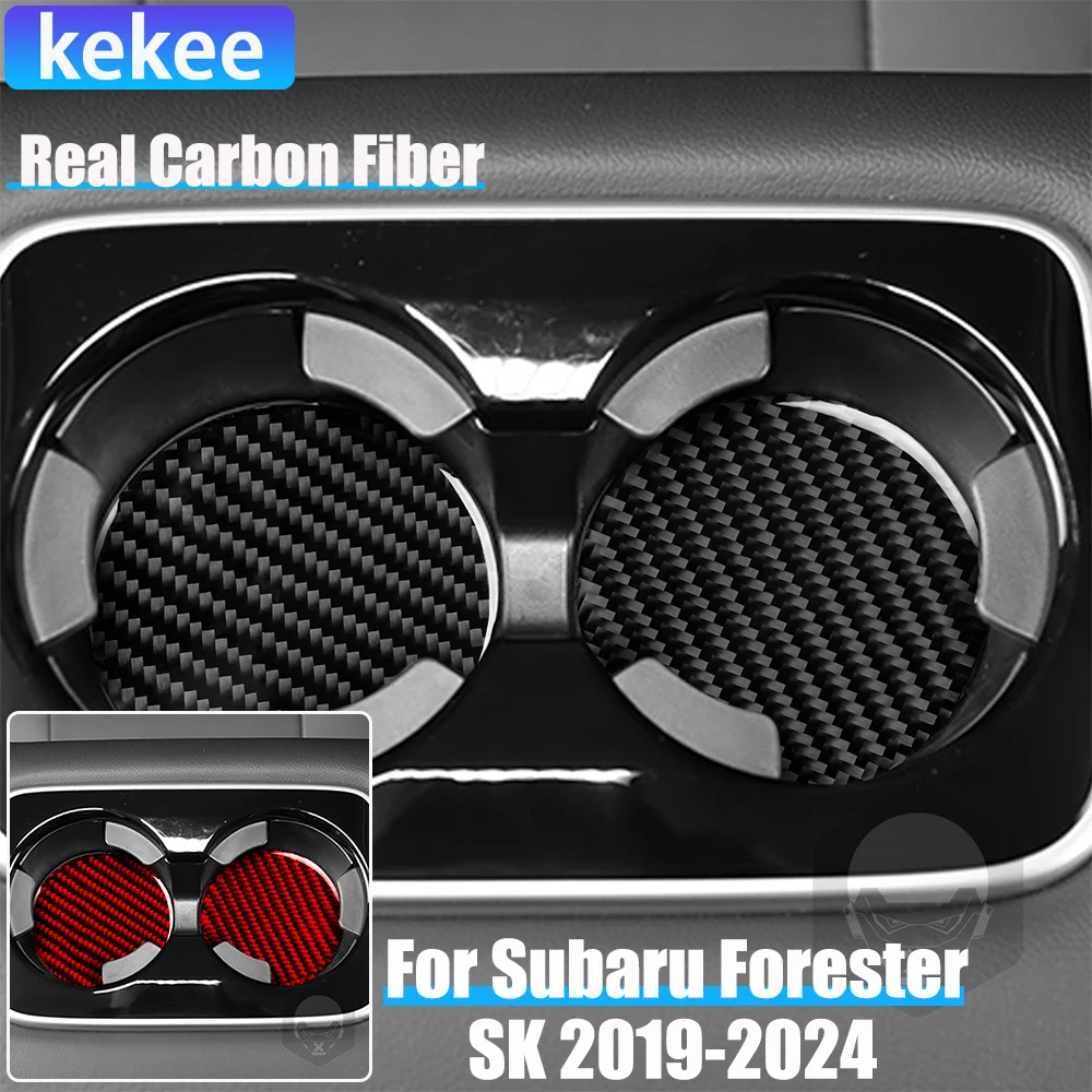 

Real Carbon Fiber Car Accessories Rear Cup Pad Trim Cover Soft Sticker For Subaru Forester SK 2019 2020 2021 2022 2023 2024