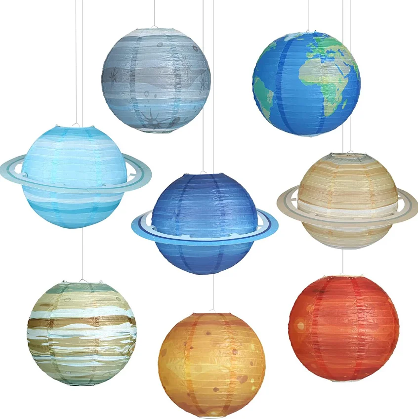 40pcs/lot Solar System Planet Paper Lantern Outer Space Theme Party Hanging Decoration Birthday Baby Shower Background ﻿Decor