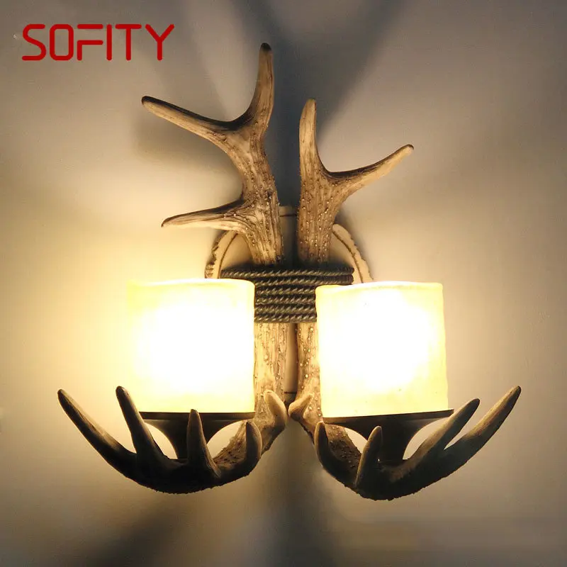 

APRIL Nordic Antlers Wall Sconce Lamp Retro Creative Resin LED Interior Lights For Decor Home Living Room Bedroom Aisle