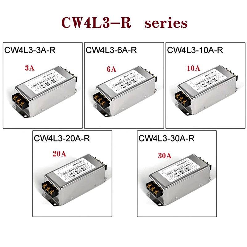 Single-phase AC power filter Three-stage EMI filter 220V terminal block CW4L3-3A/6A/10A/20A/30A-R Anti-interference CW4L3-10A-R