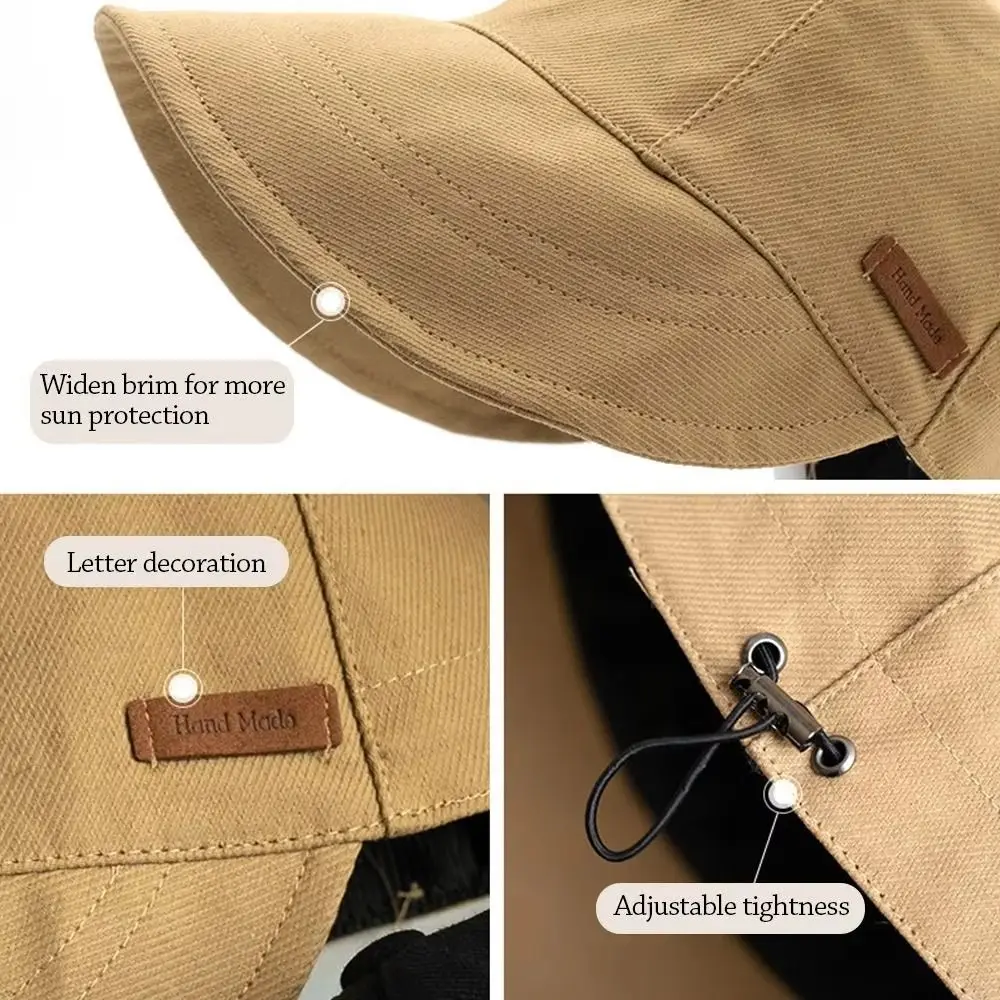 

Fashion Korean Style Wide Brim Bucket Caps Adjustable Sunscreen UV Beach Fisherman Hat Travel Foldable Women Summer Hats Fishing