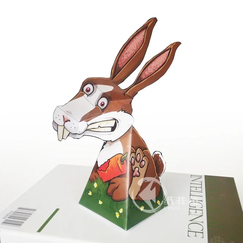 Optical Illusions Hare Rabbit Ornaments Folding Cute Mini 3D Paper Model Papercraft DIY Kids Adult Handmade Craft Toys ER-078