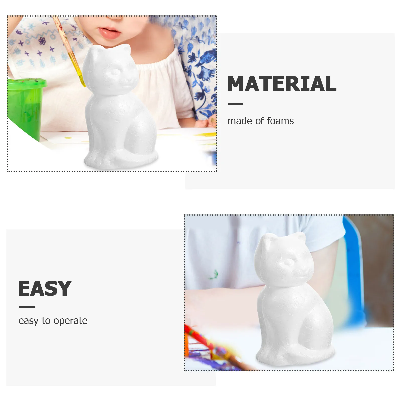 

10pcs Foam Embryo Crafts Animal Shape DIY Model Cat Handmade Decorative Party Ornament Creative Drawing Light Educational Toy