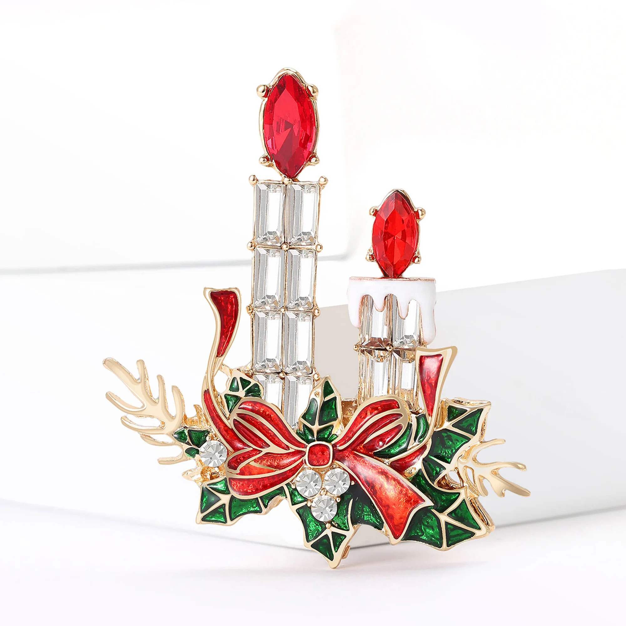 Beaut&Berry الفاخرة عيد الميلاد حجر الراين شمعة دبابيس للنساء للجنسين الديكور دبابيس السنة الجديدة صديق اكسسوارات الحفلات الهدايا