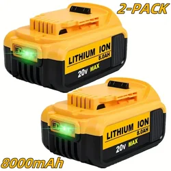 2Pack 20V 8.0Ah Replacement Battery Compatible For Dewalt 20V MAX Battery DCB200 DCB204 DCB206 DCB206-2 DCB201 DCB203 DCB181 DCB