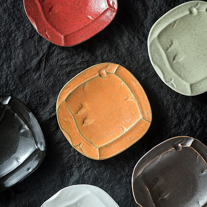 Retro irregular distressed Ceramic Plates Japanese Modern Snack cake dessert plate Spot embellishment afternoon tea Tableware